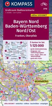 Kompass  Radkarte Grossraumkarte Bayern Nord Baden-Württemberg Nord/Ost