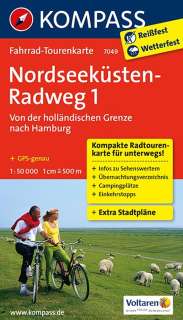 Kompass Fahrradkarte Nordseeküsten Radweg von der holl. Grenze nach Hamburg